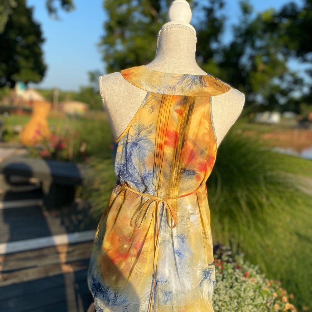 Calvin Klein Sleeveless Multi-Colored Tunic Top with Front Tie. Size S - Picture 2 of 5